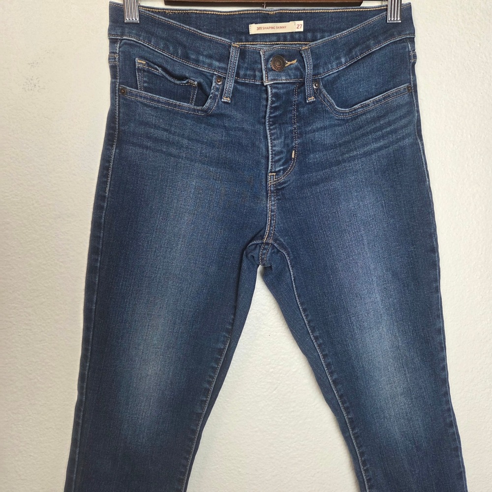 Levi's 311 Shaping Skinny Jeans Mid Rise Dark Wash Stretch Denim 27 - Picture 5 of 10
